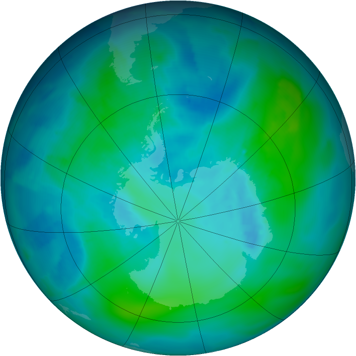 Antarctic ozone map for 12 February 2013